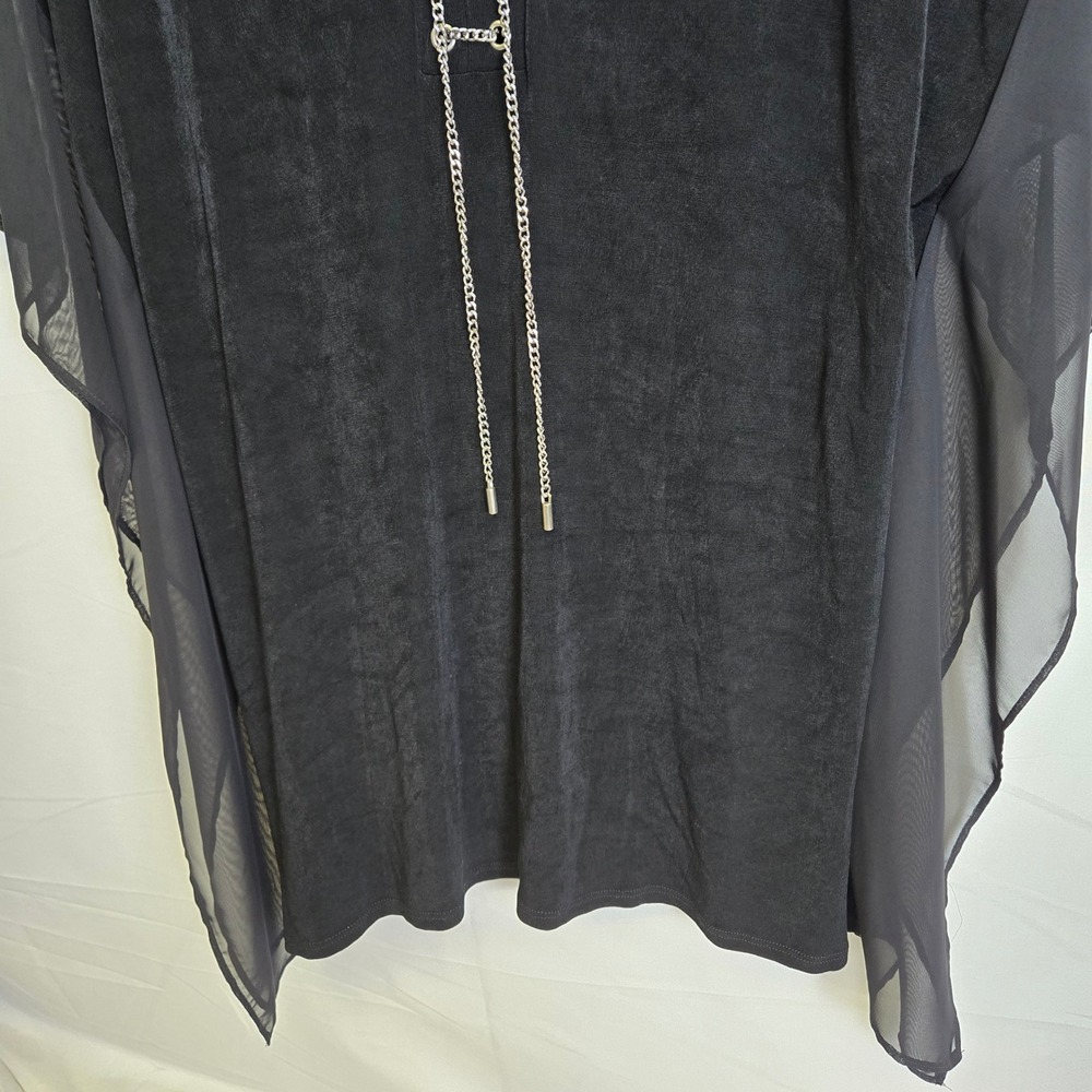 Travelers By Chico's Classic Hardware Lace Up V- Neck Top, Black, Size 1, Medium - Picture 8 of 13
